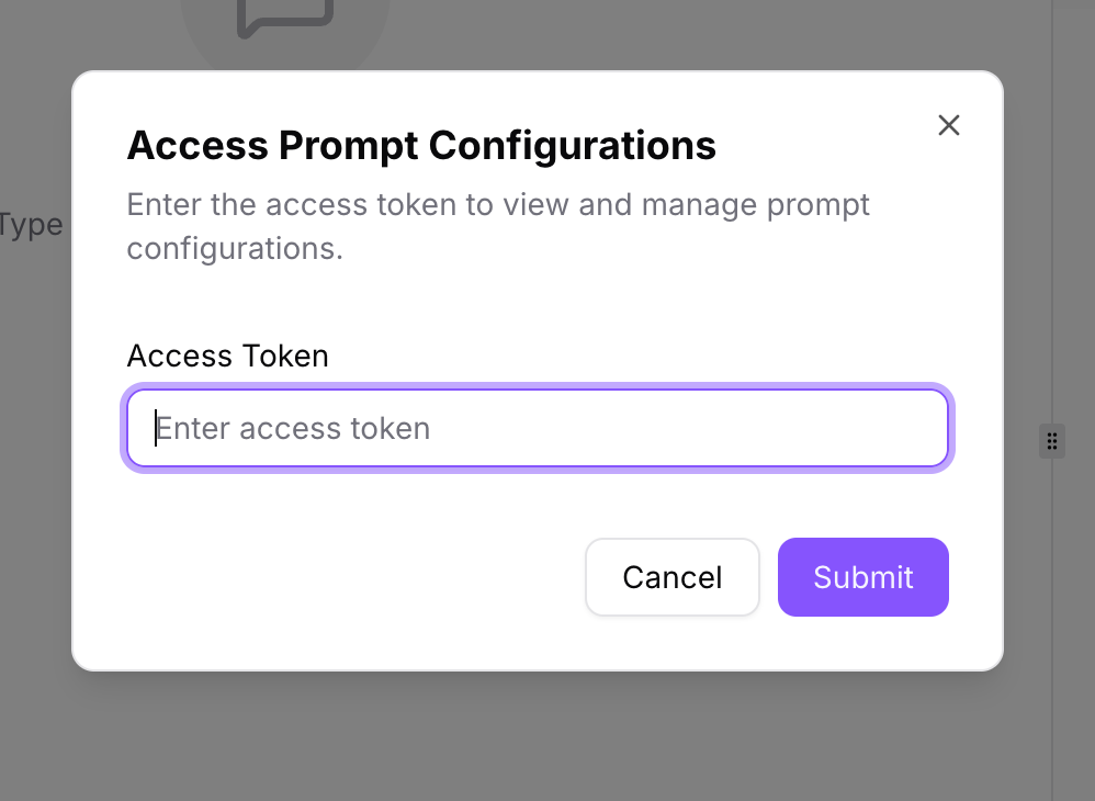 Access prompt config token
