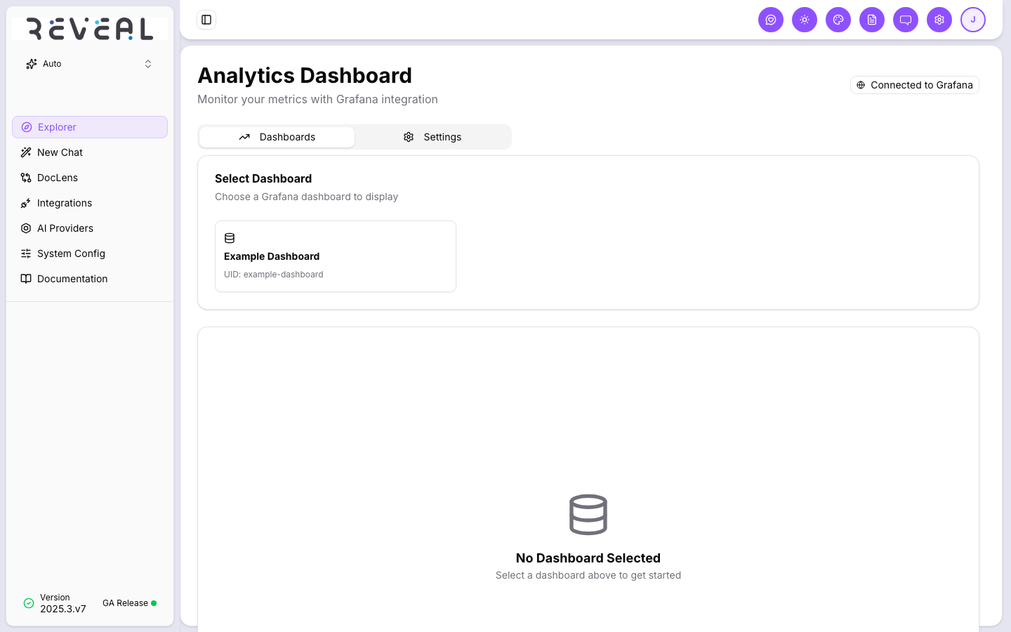 Analytics Dashboard — Select Dashboard