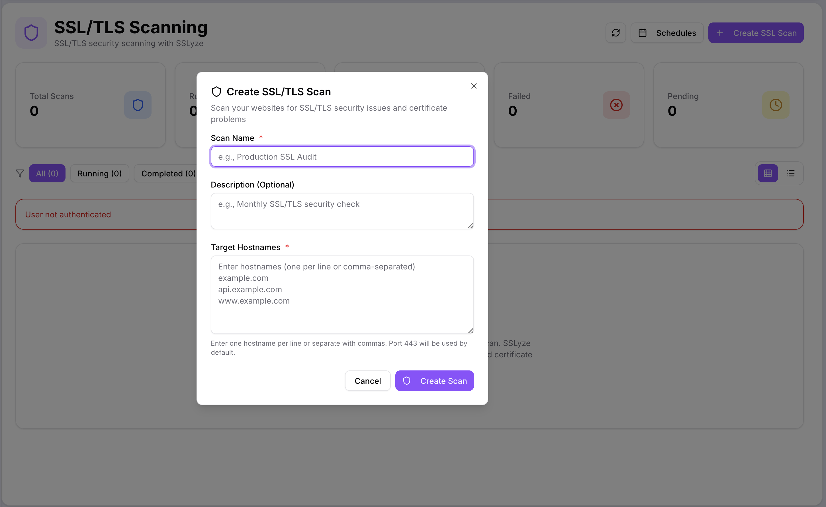 Create SSL/TLS Scan