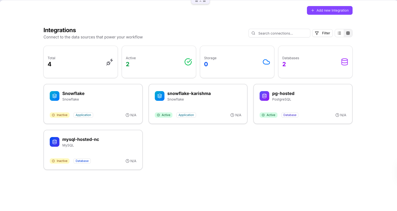 Integrations — Grid View