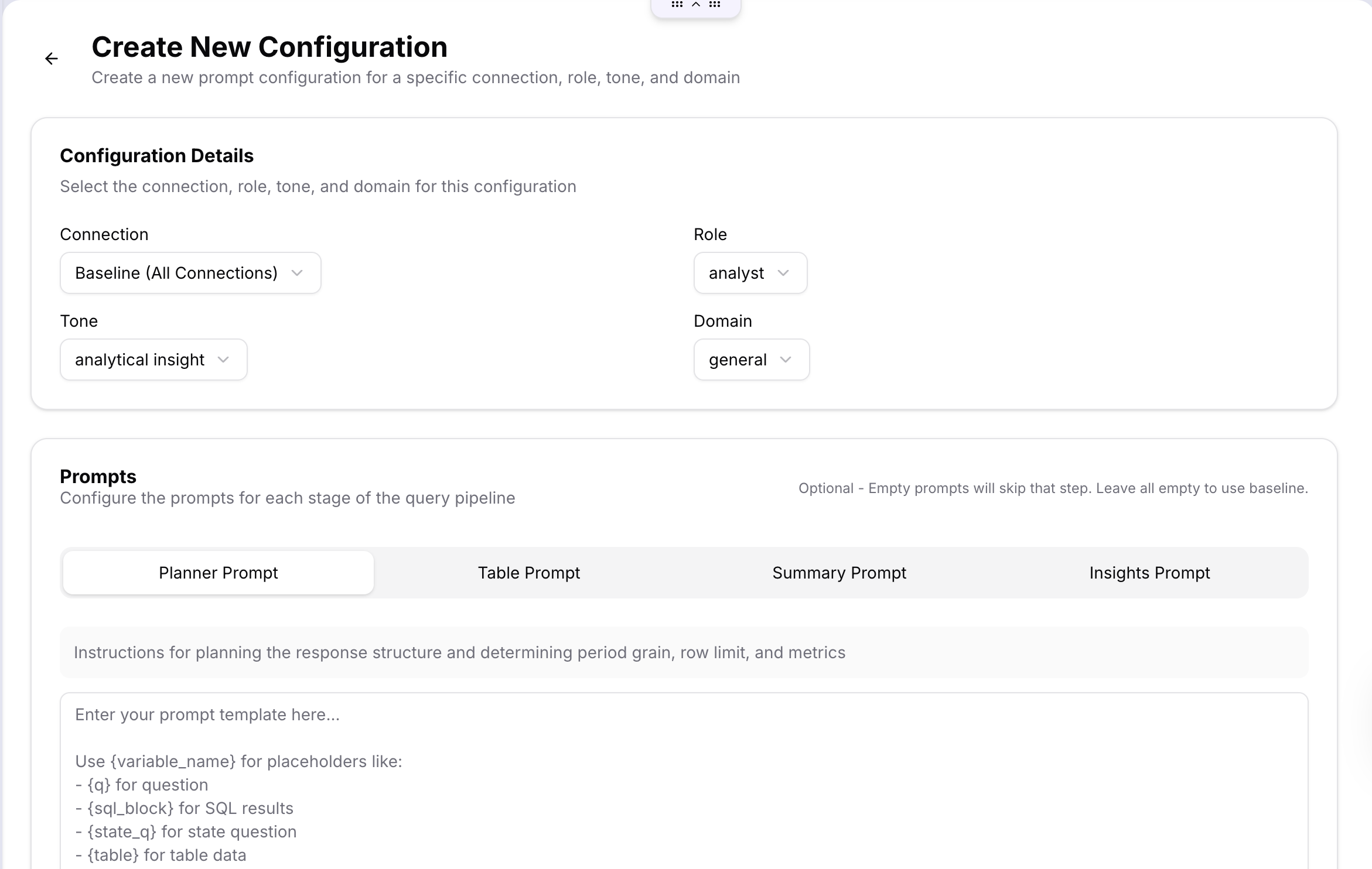 Create New Configuration