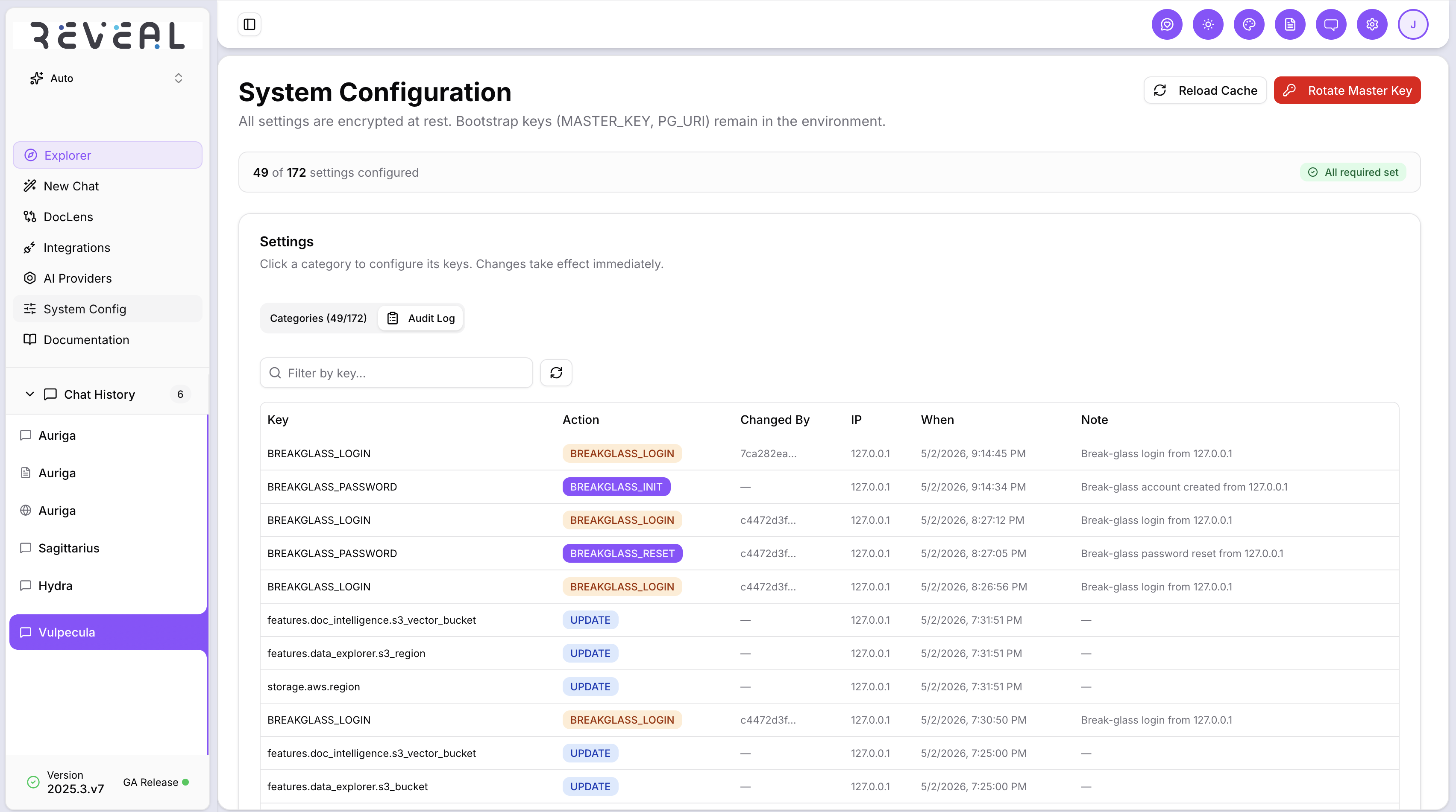 System Config Audit Log